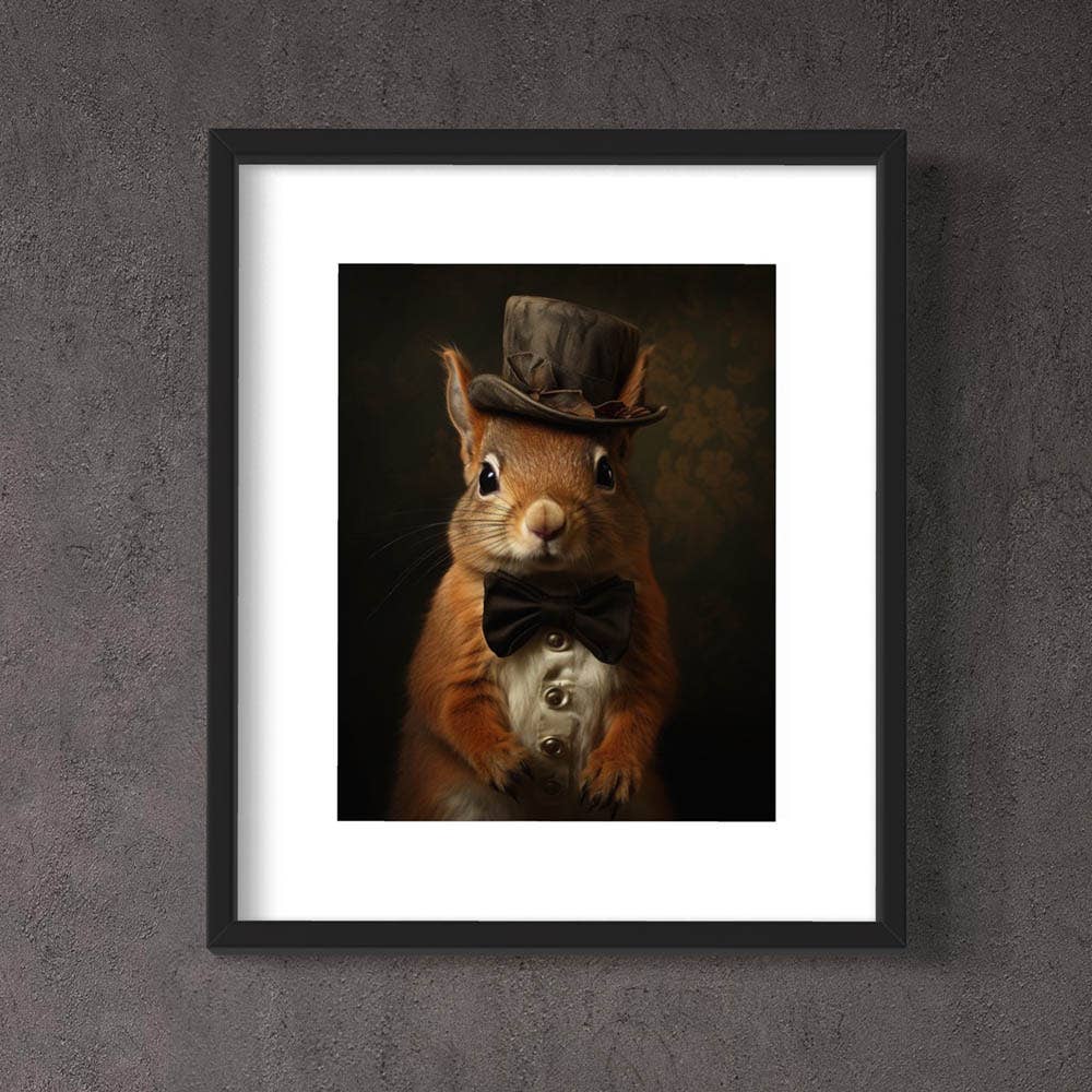 Victorian Squirrel in a Top Hat Art Print