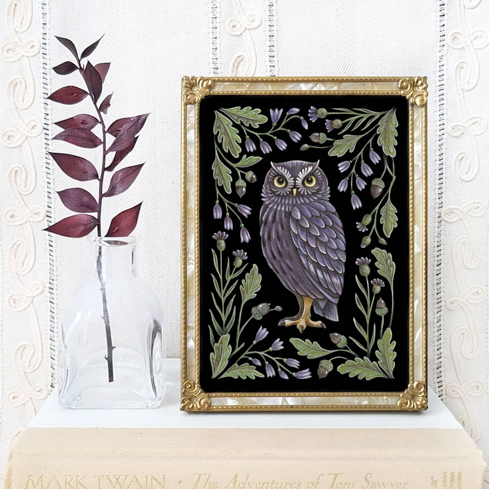 Owl Art Print Folk Decor Print