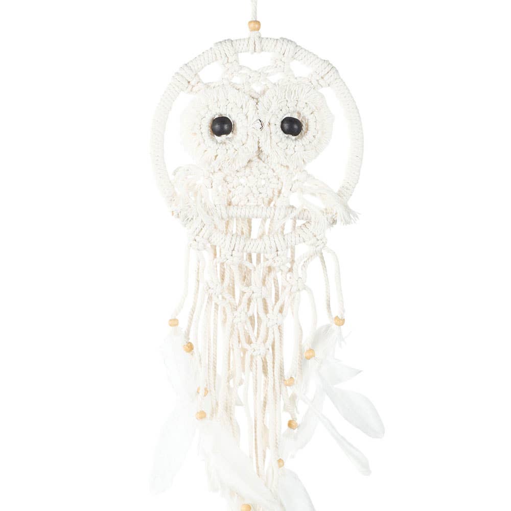 Macrame Owl Dreamcatcher Boho Wall Hanging 24 Inch