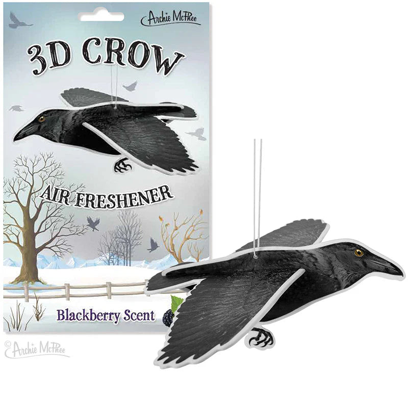 3D Crow Car Air Freshener 🖤 Blackberry Scented • Hanging Murder of Crows