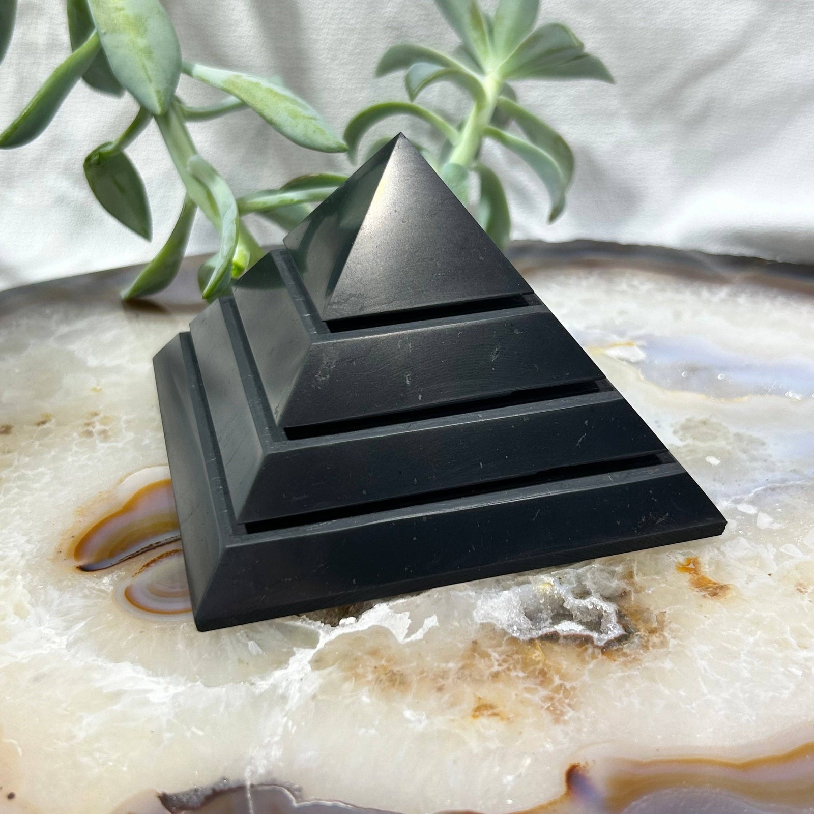 Polished Shungite Gemstone Pyramid - Asst Sizes