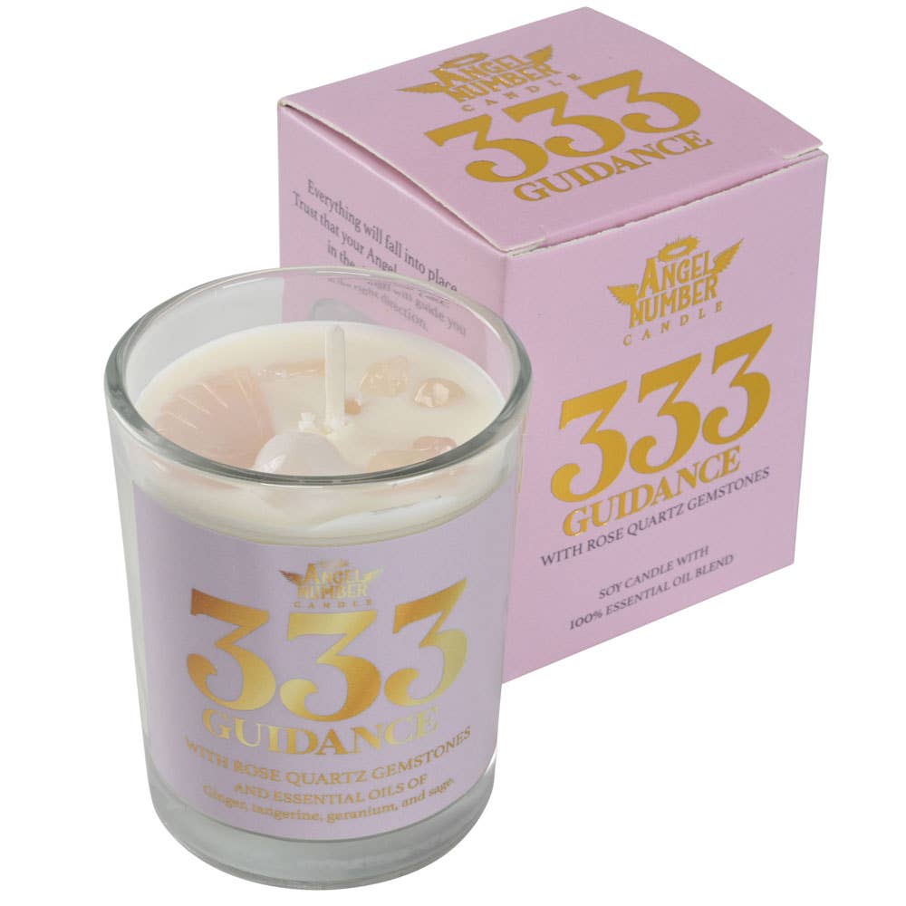 Angel Number Candle  with 100% Essential Oils and Gemstones