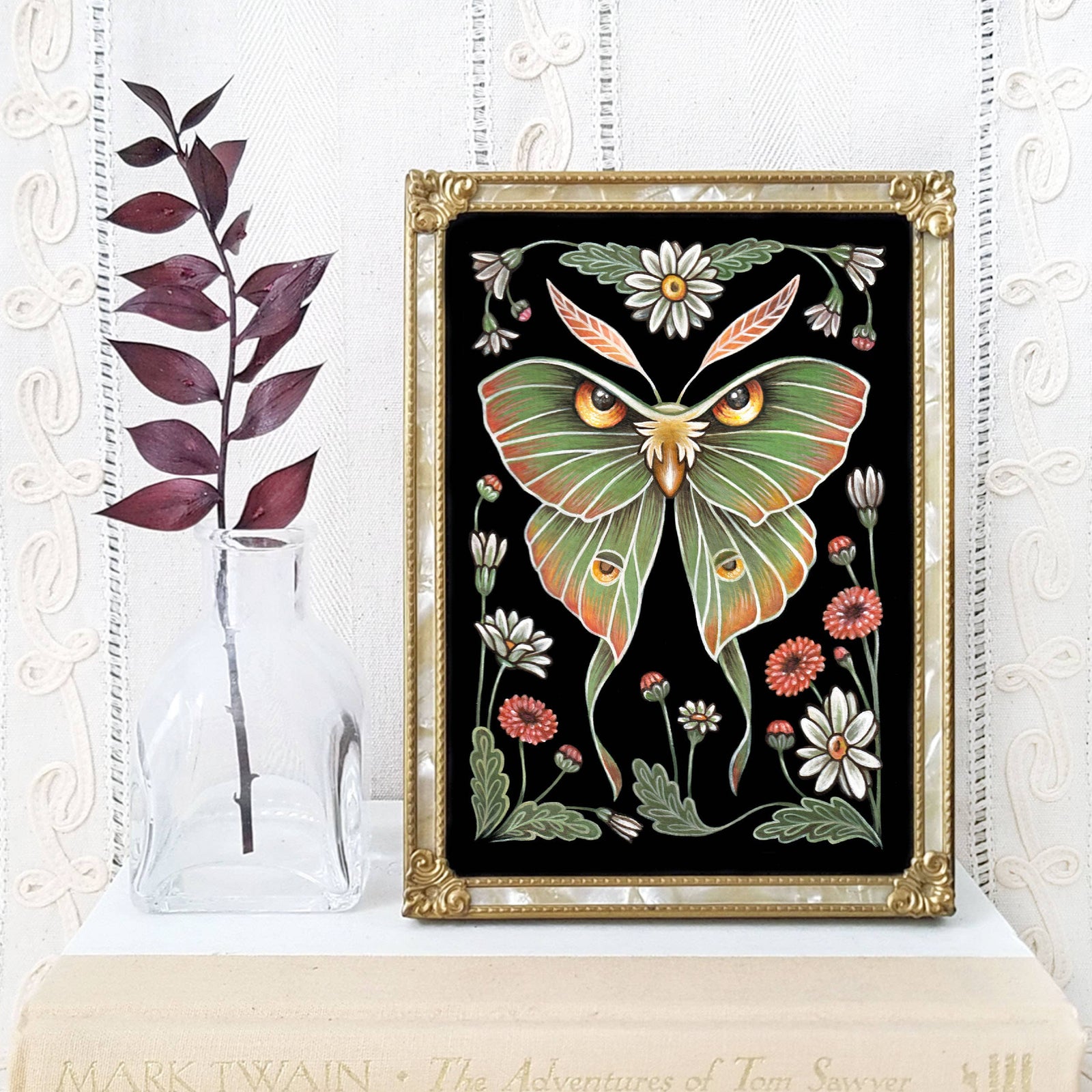 Moth Art Print Folk Decor Print