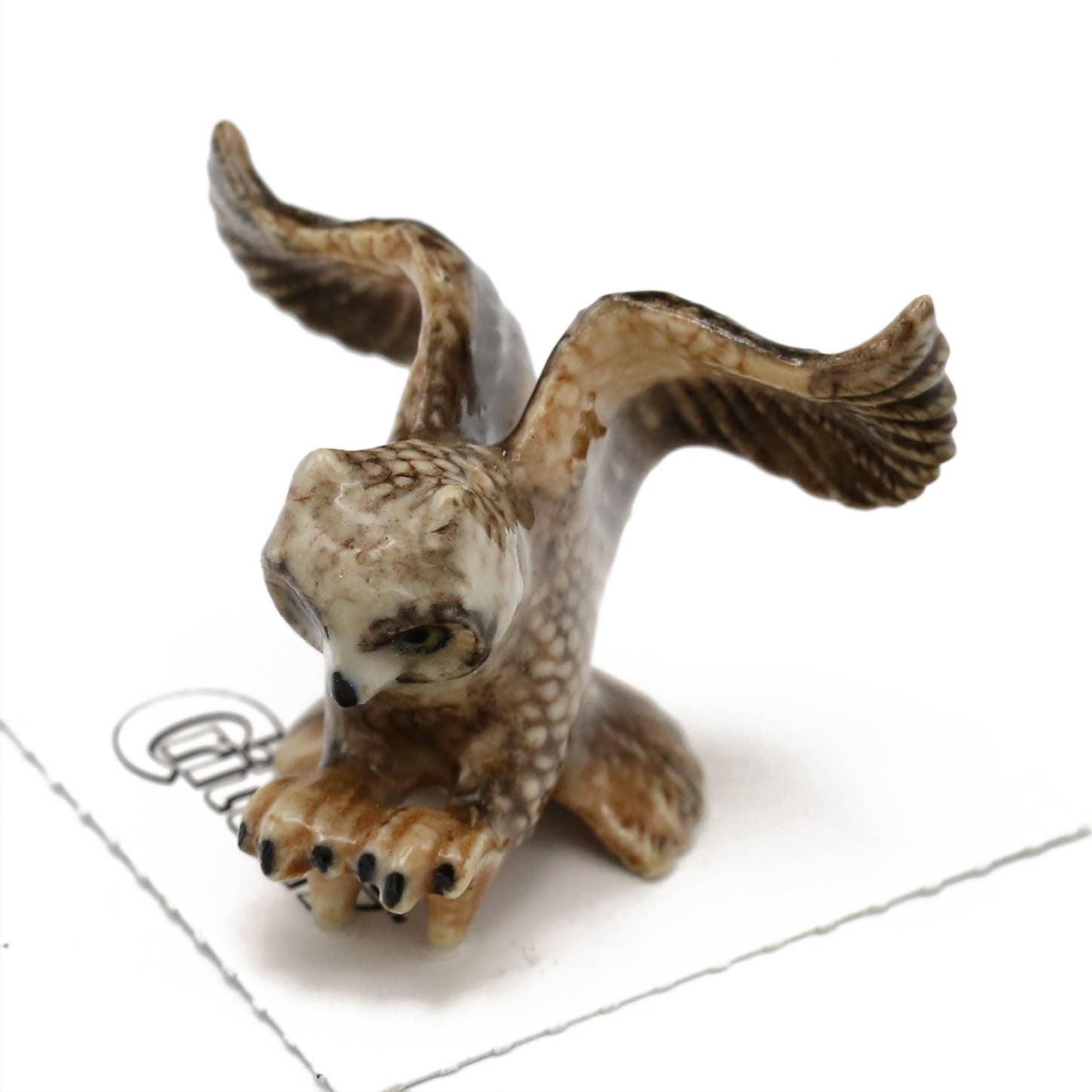 Bubo Great Horned Owl Porcelain Miniature