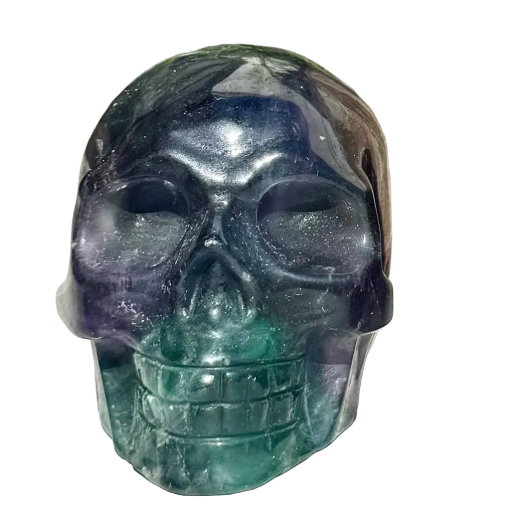 Natural Rainbow Fluorite Crystal Skull Healing Energy
