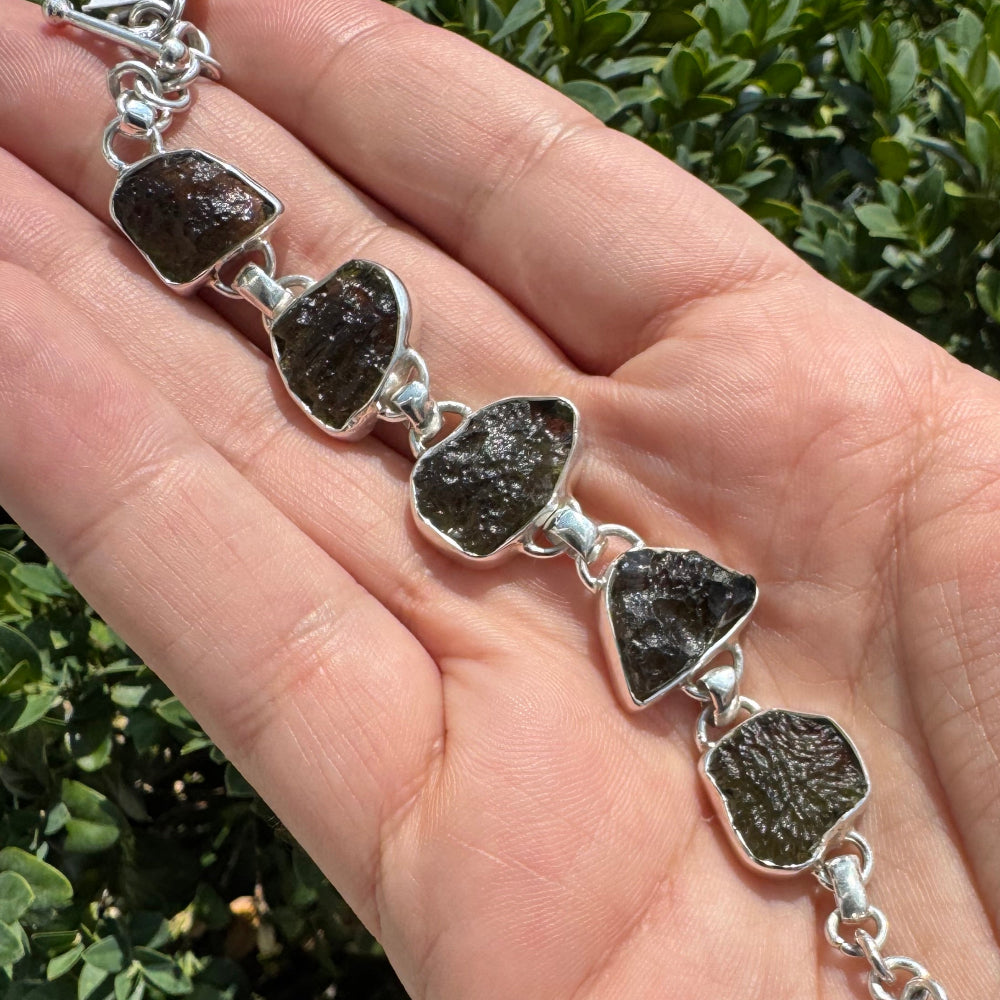 Moldavite Sterling Silver Bracelet