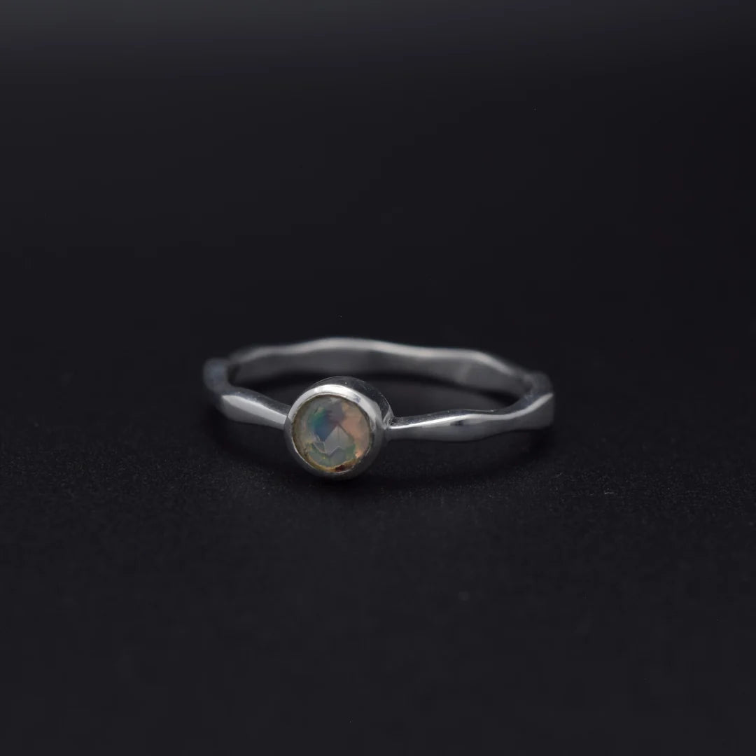 Ethiopian Opal Wavy Ring | Silvaria Fine Silver Gemstone Ring