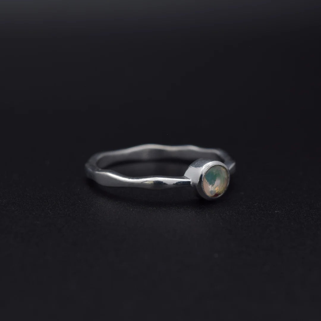 Ethiopian Opal Wavy Ring | Silvaria Fine Silver Gemstone Ring