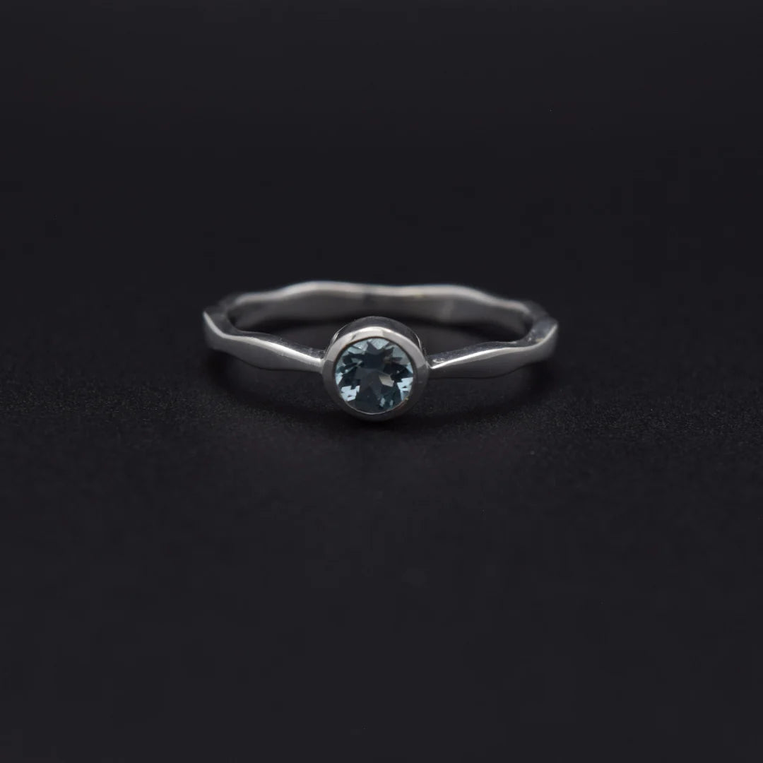 Blue Topaz Wavy Ring | Silvaria Fine Silver Gemstone Ring