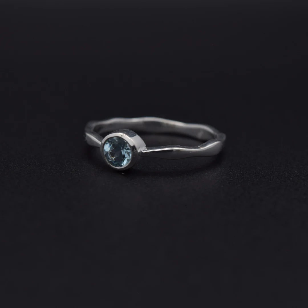 Blue Topaz Wavy Ring | Silvaria Fine Silver Gemstone Ring