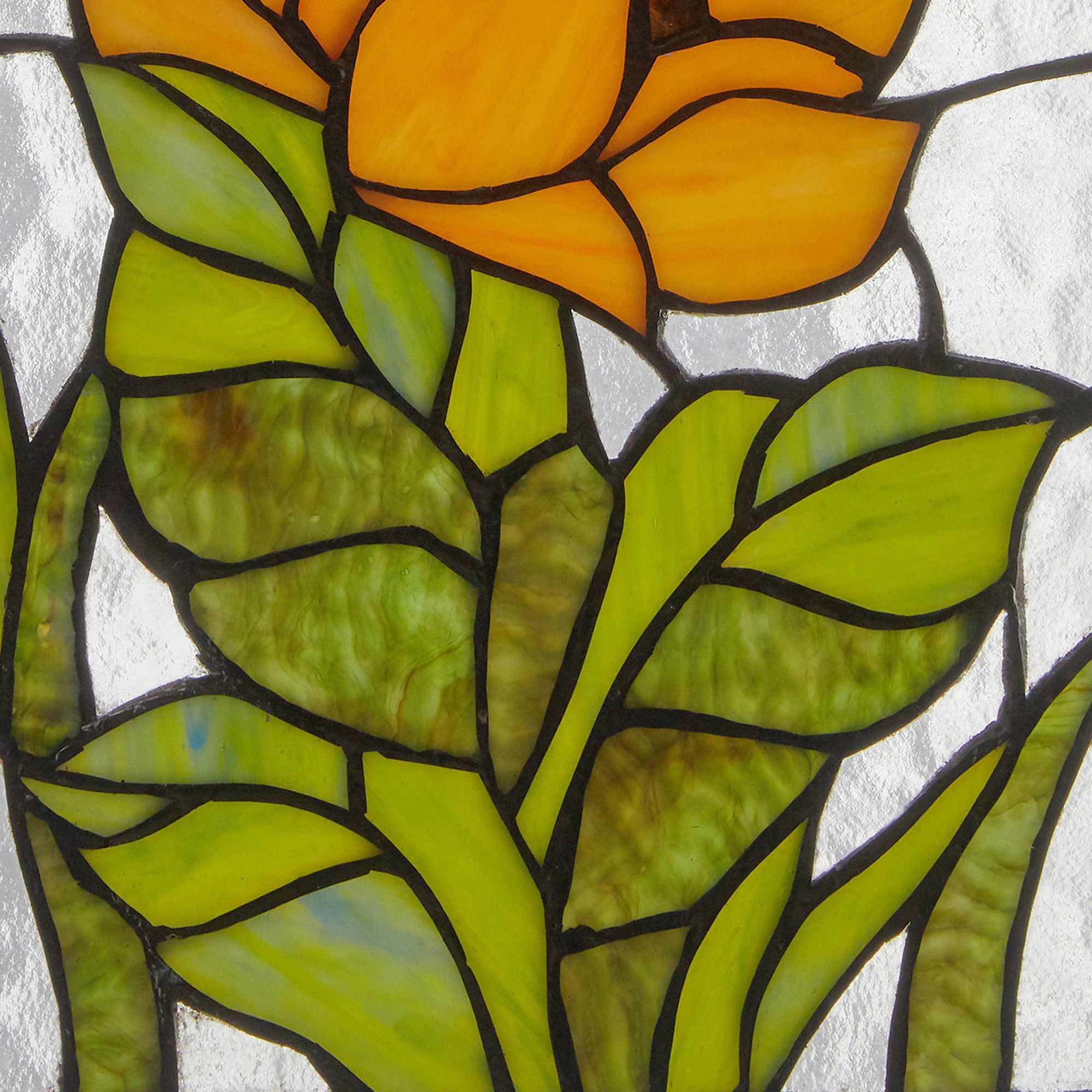 Multicolored Sunflower Stained Glass Window Panel 11.25”H