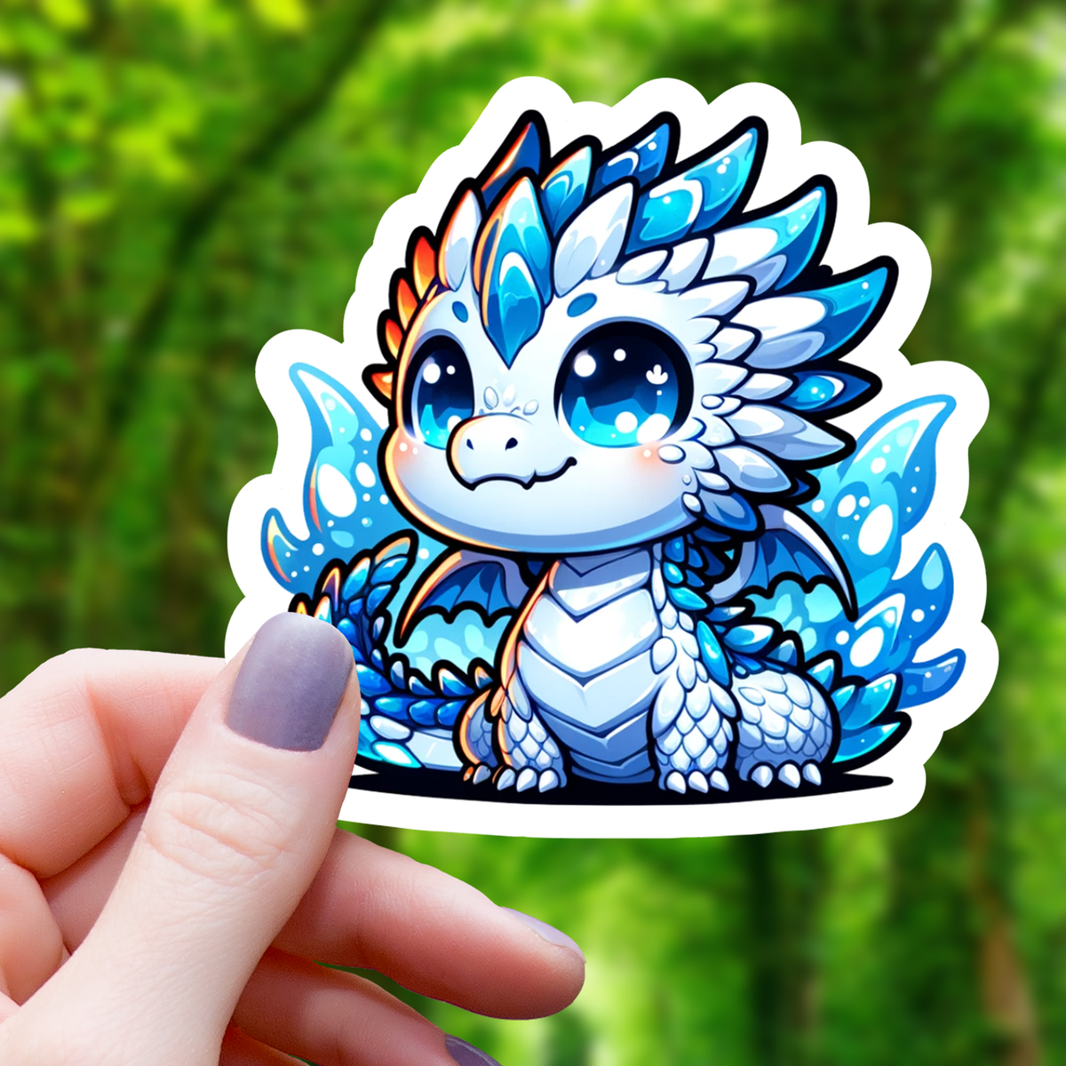 Chibi Ice Dragon Sticker - 3&quot;