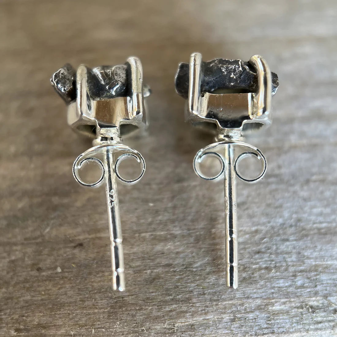 Meteorite Sterling Silver Stud Earrings