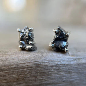 Meteorite Sterling Silver Stud Earrings