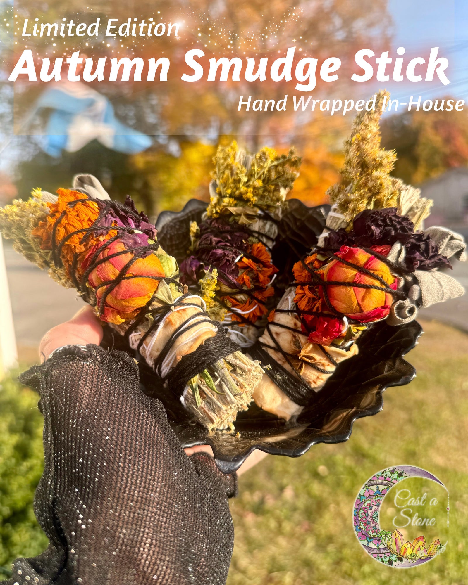 Handcrafted Floral Smudge Stick | Sage & Botanicals for Cleansing