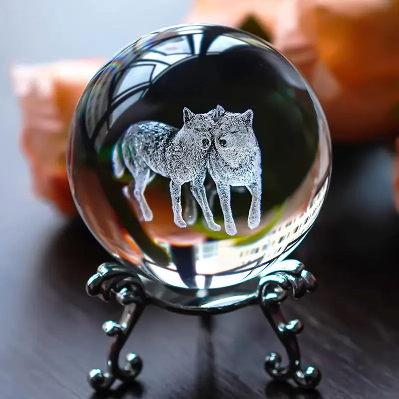 Clear Glass Sphere with Engraved Image