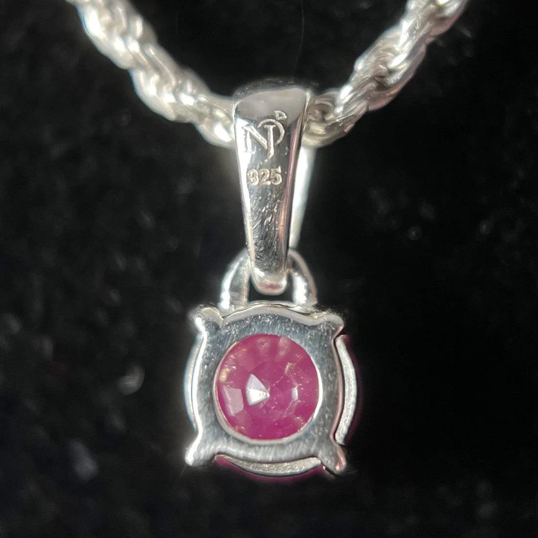 Natural Ruby Sterling Silver Circle 5X5 Pendant