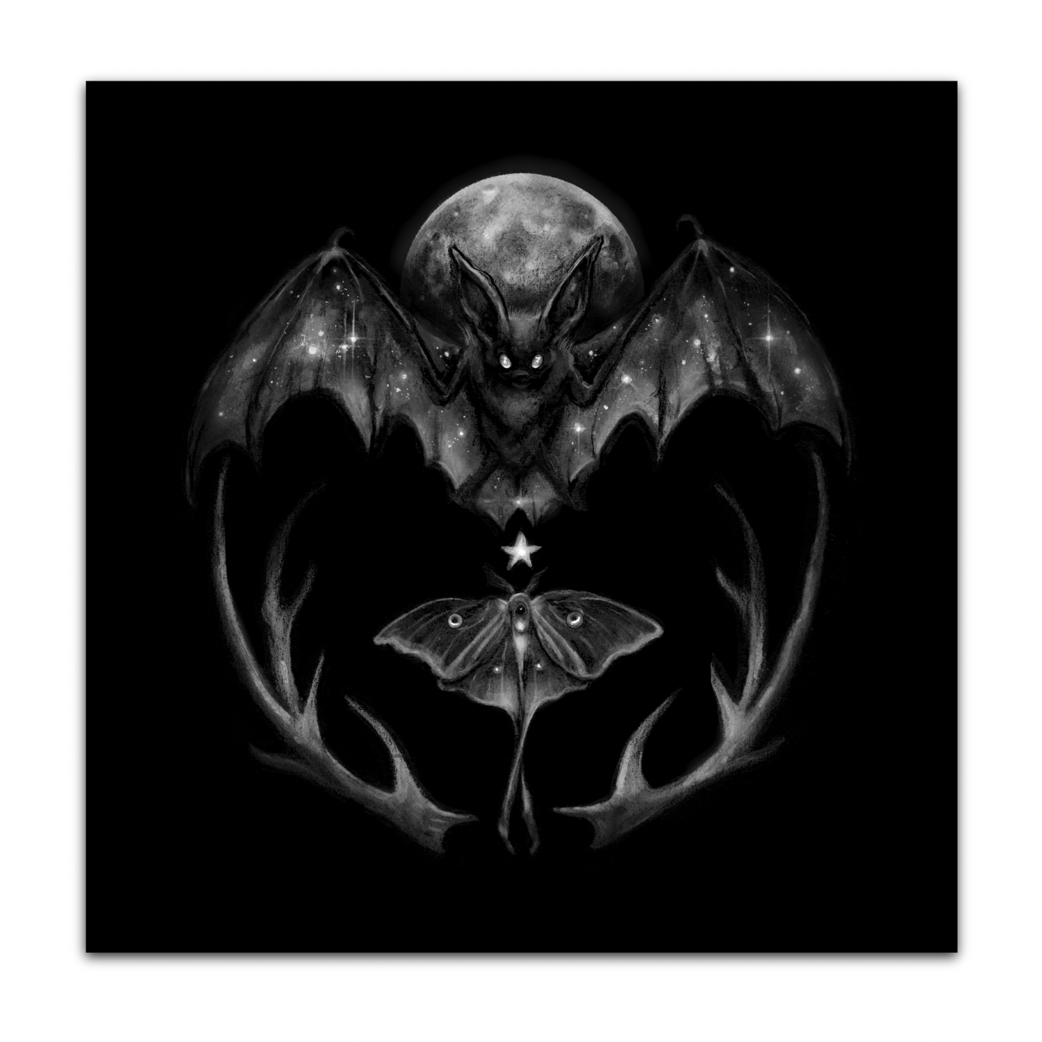 Lullaby - Bat and Luna Moth Print