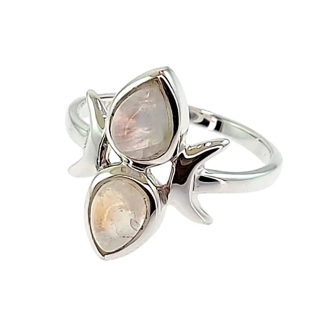 The Seasons of Life Sterling Ring - Rainbow Moonstone