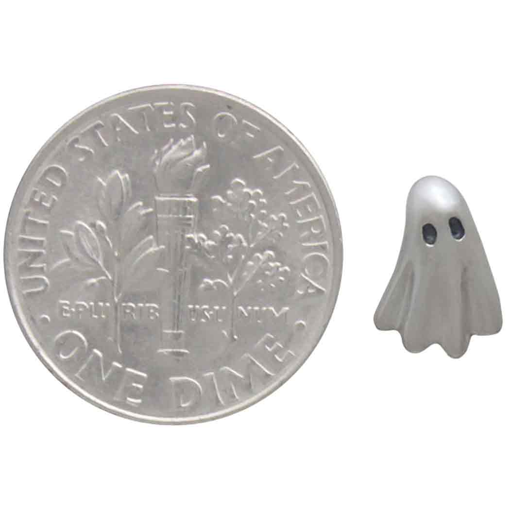 Sterling Silver 3D Ghost Post Earrings 9x7mm
