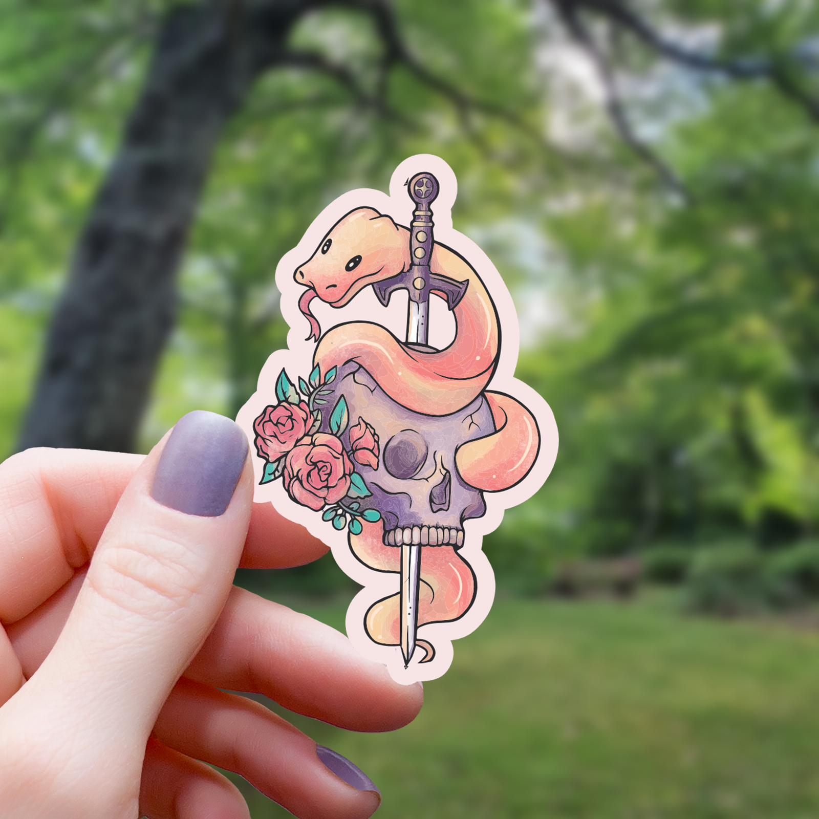 Pastel Snake Sword Sticker - 3"