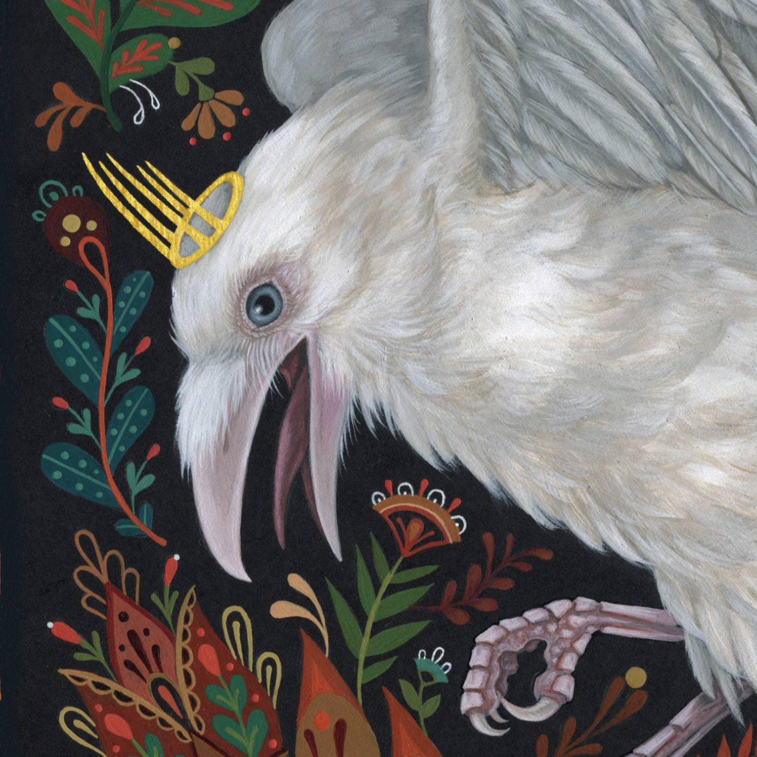 Crude Bones White Raven Print