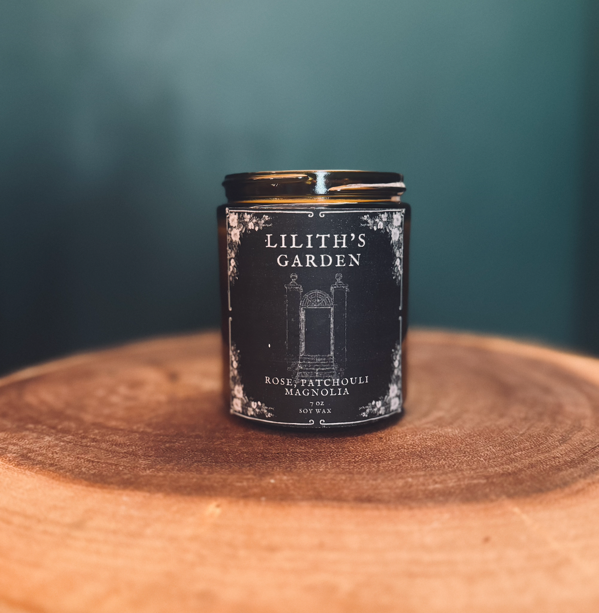 Lilith's Garden : Scented Soy Candle : 8oz : Amber Glass Jar