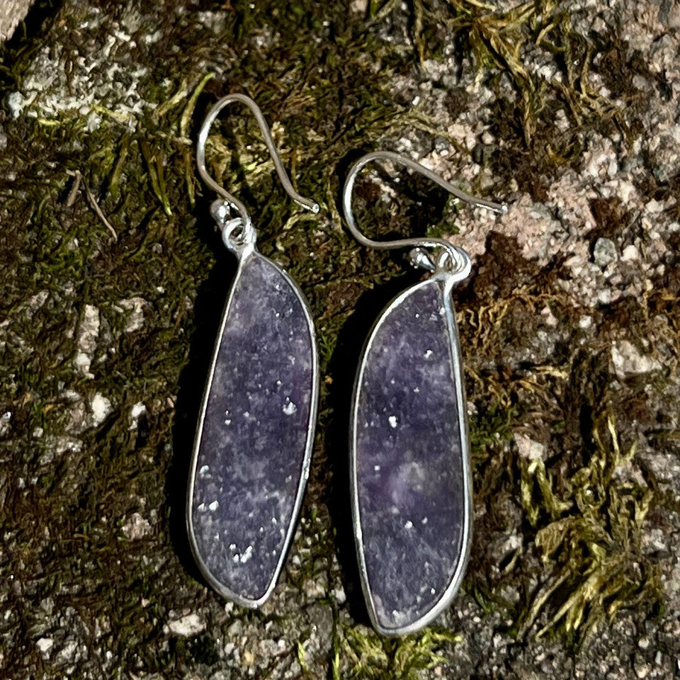 Lepidolite Sterling Silver Dangle Earrings