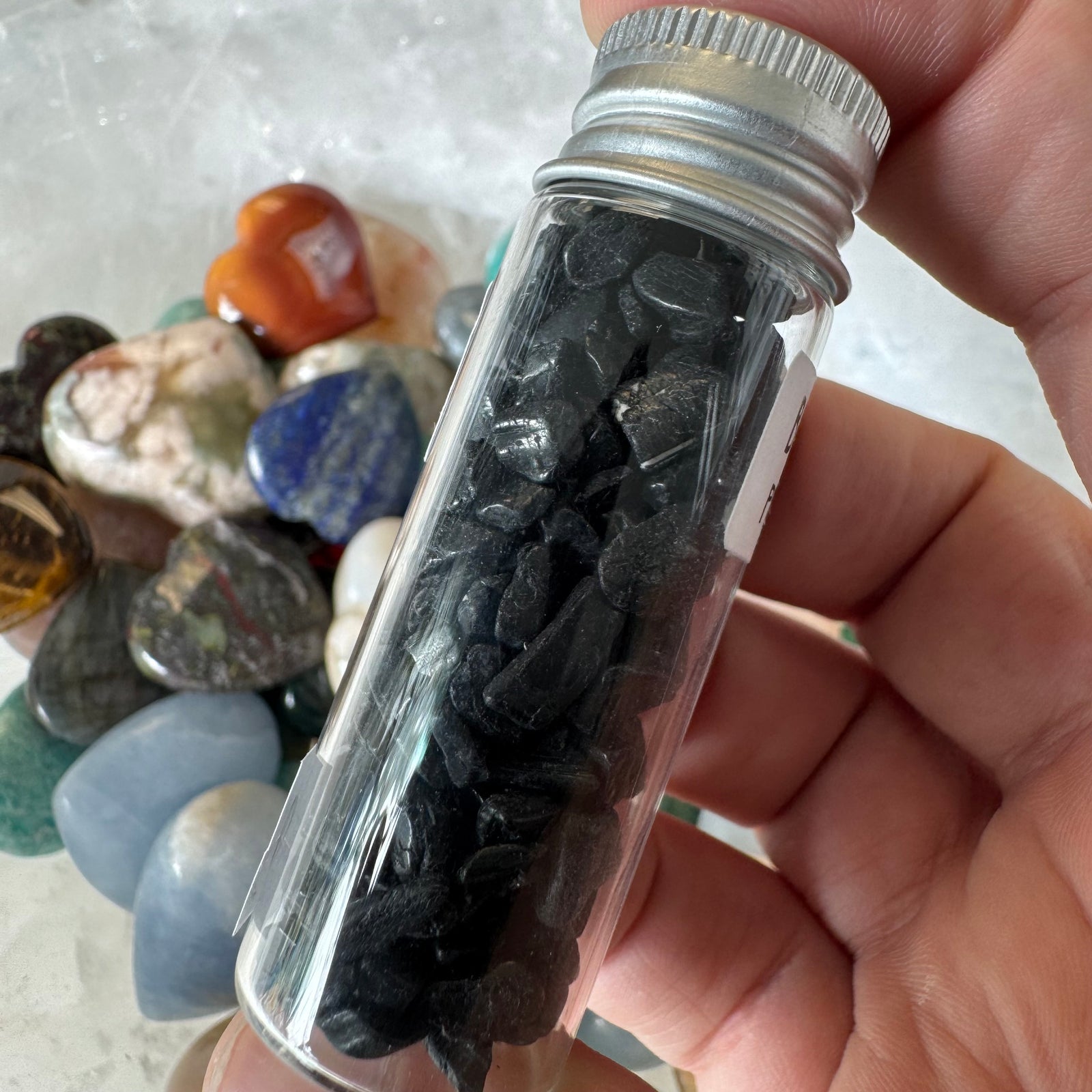Cast a Stone Gemstone Chips in Glass Bottle | 1.5” Assorted Crystals for Altar, Crafts & Gifts