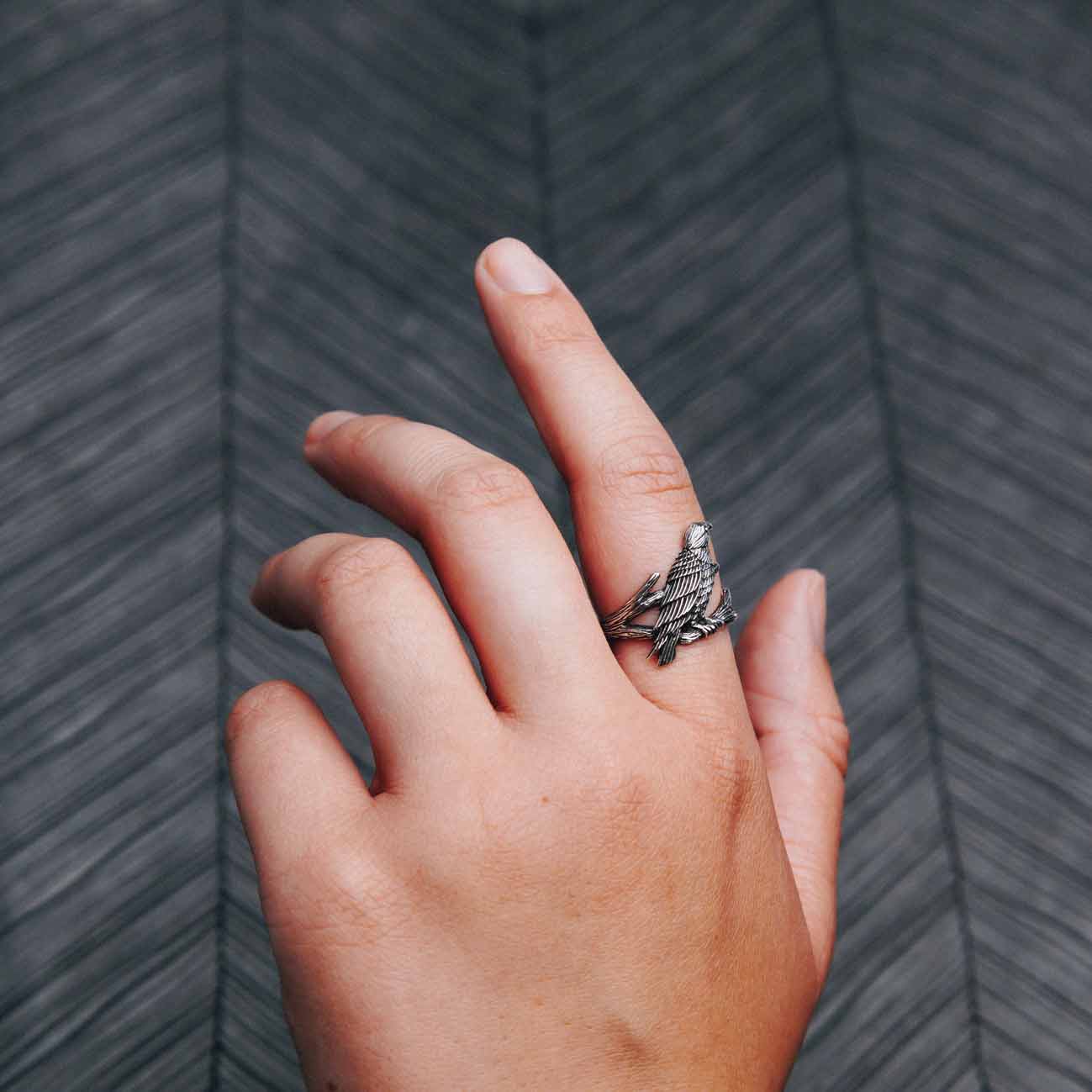 Sterling Silver Raven Ring