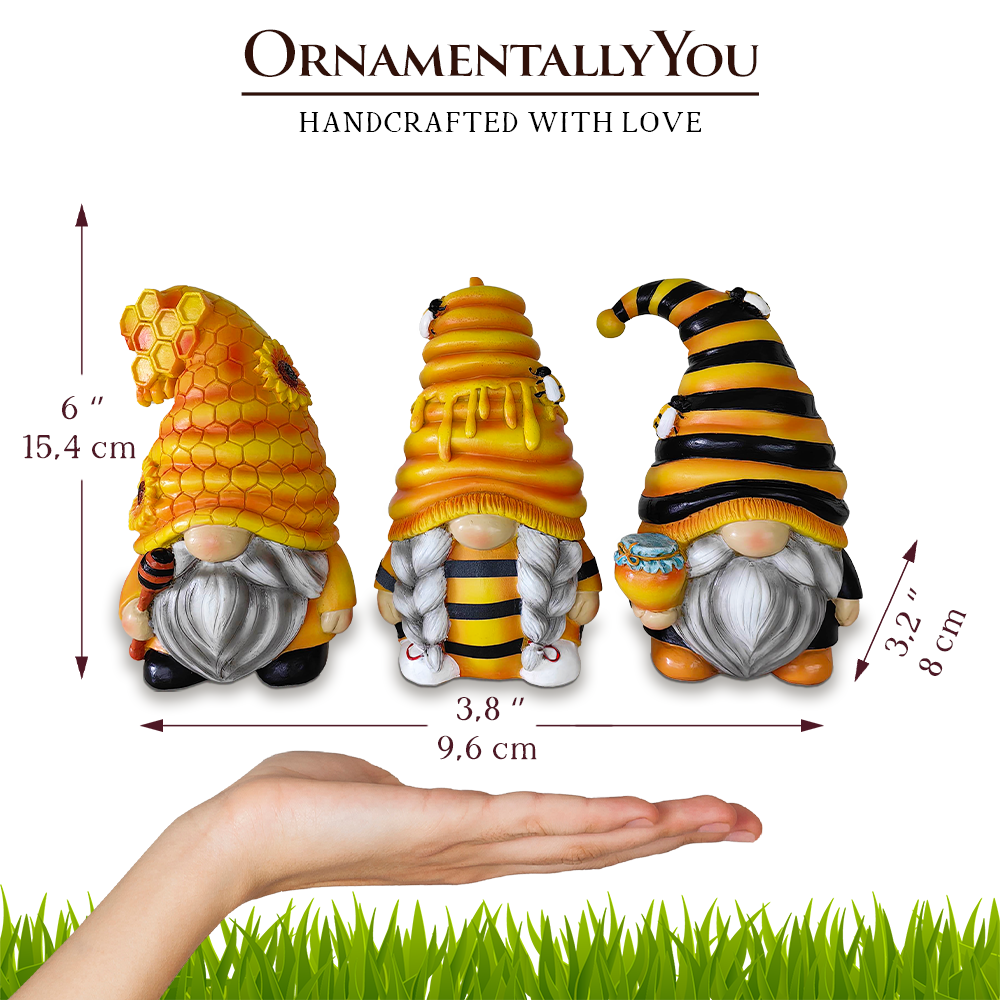 Buzzy Bumble Bee Gnome Figurine – Whimsical Bee Decor | Hand-Painted Resin Statue