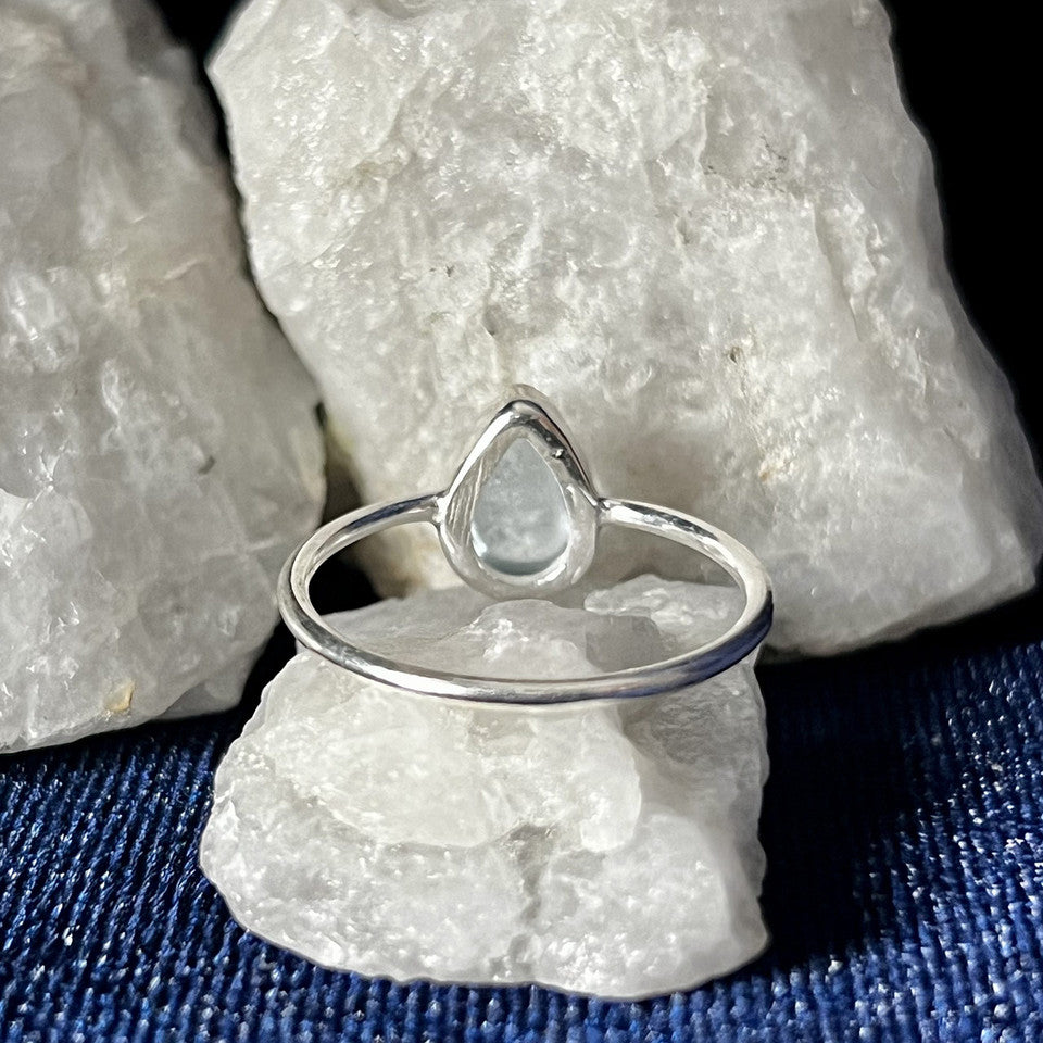 Teardrop Aquamarine Sterling Silver Ring