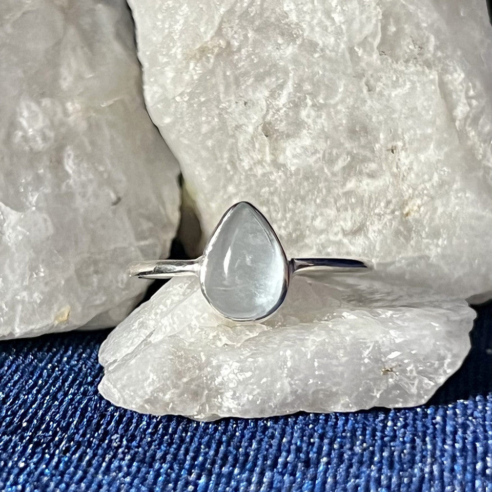 Teardrop Aquamarine Sterling Silver Ring