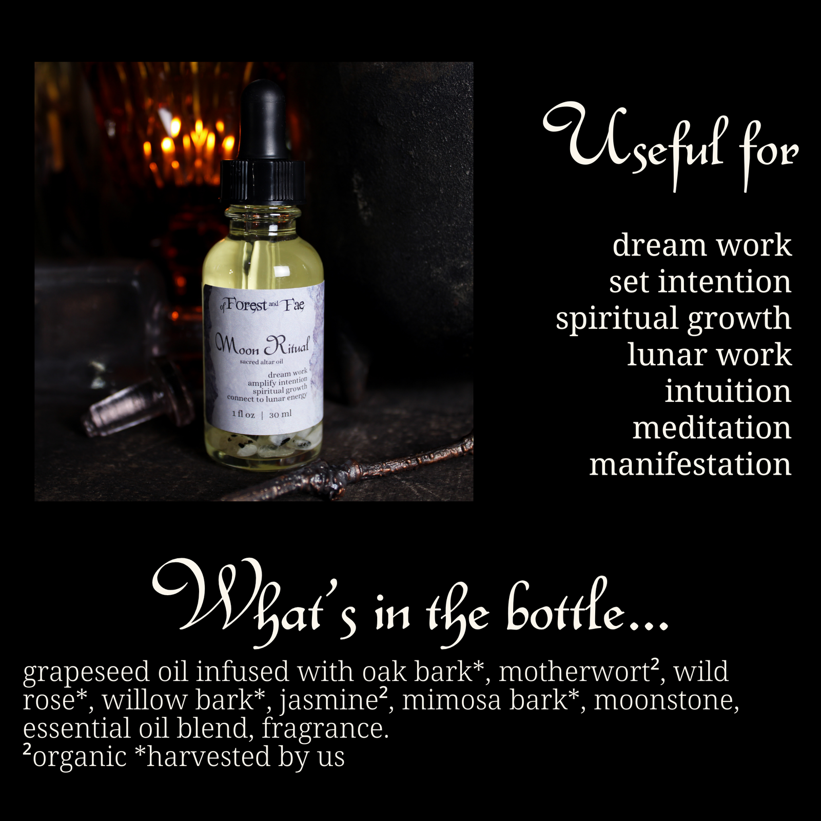 Moon Ritual • Sacred Altar Oil for Manifestation, Dream Work