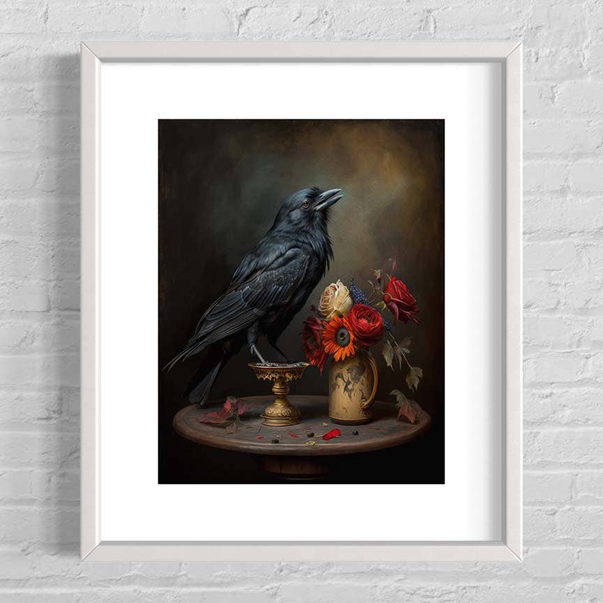 Black Raven Still Life Art Print