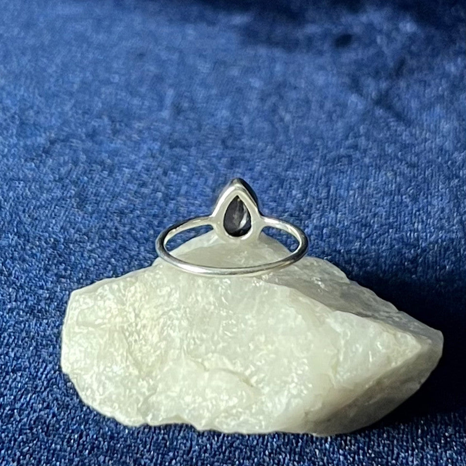 Teardrop Smokey Quartz Sterling Silver Ring