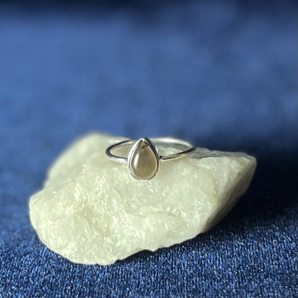 Teardrop Smokey Quartz Sterling Silver Ring