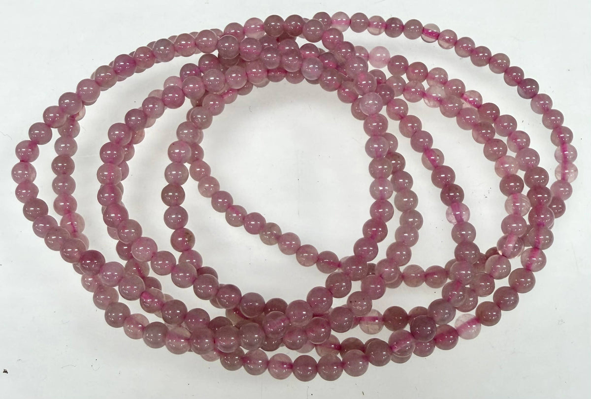 Natural Purple Rose Quartz Stretch Bracelet (4mm, 7.5”)