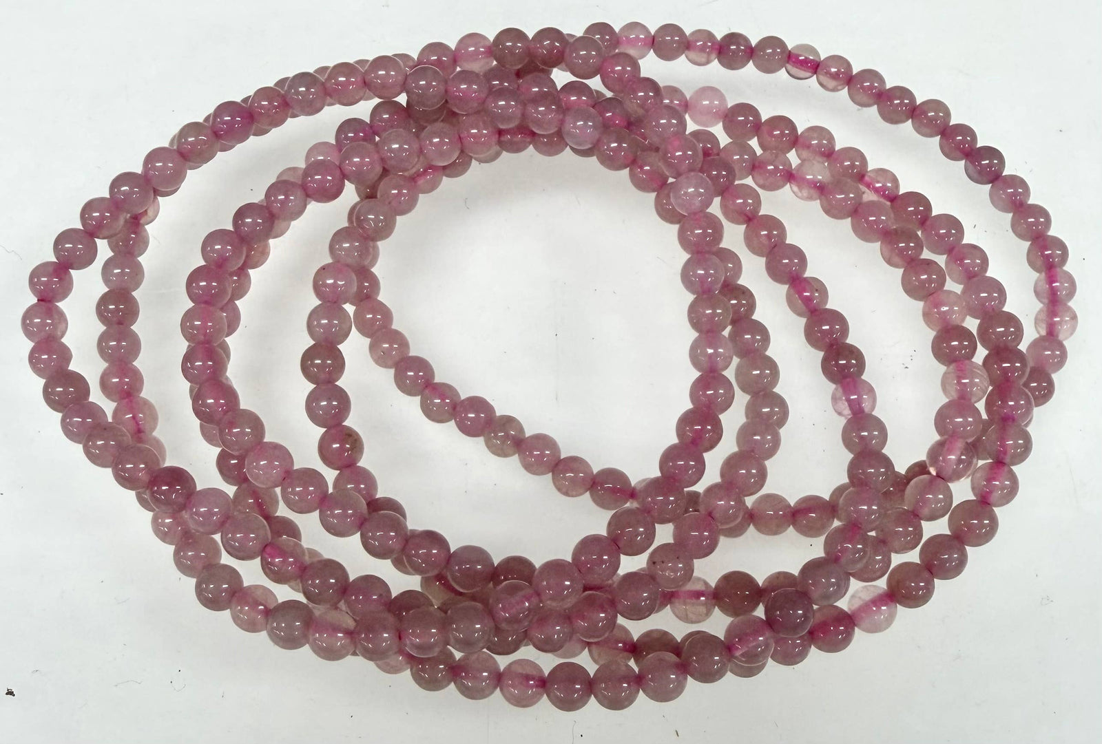 Natural Purple Rose Quartz Stretch Bracelet (4mm, 7.5”)