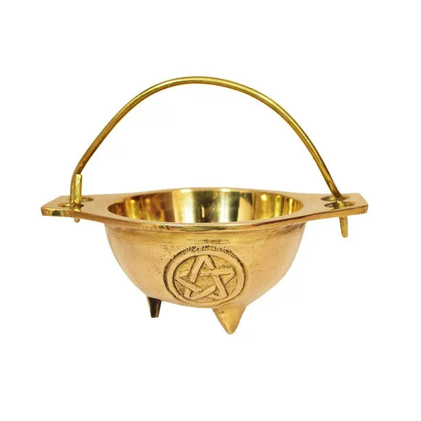 Pentacle Solid Brass Cauldron - 3"D