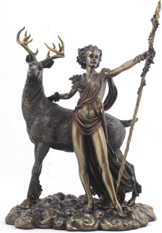 Diana With Stag Statue | Greek Roman Goddess of the Hunt Moon Nature