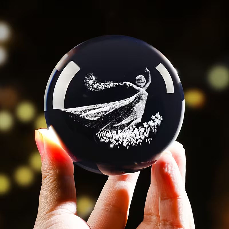 Clear Glass Sphere with Engraved Image