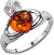 Silver Claddagh Ring with Amber Heart