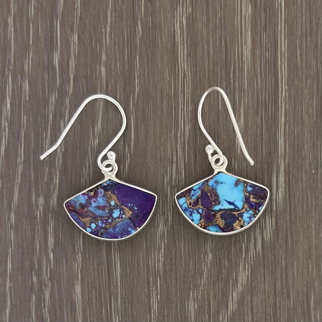 Copper in Mojave Purple Turquoise Sterling Silver Dangle Earrings