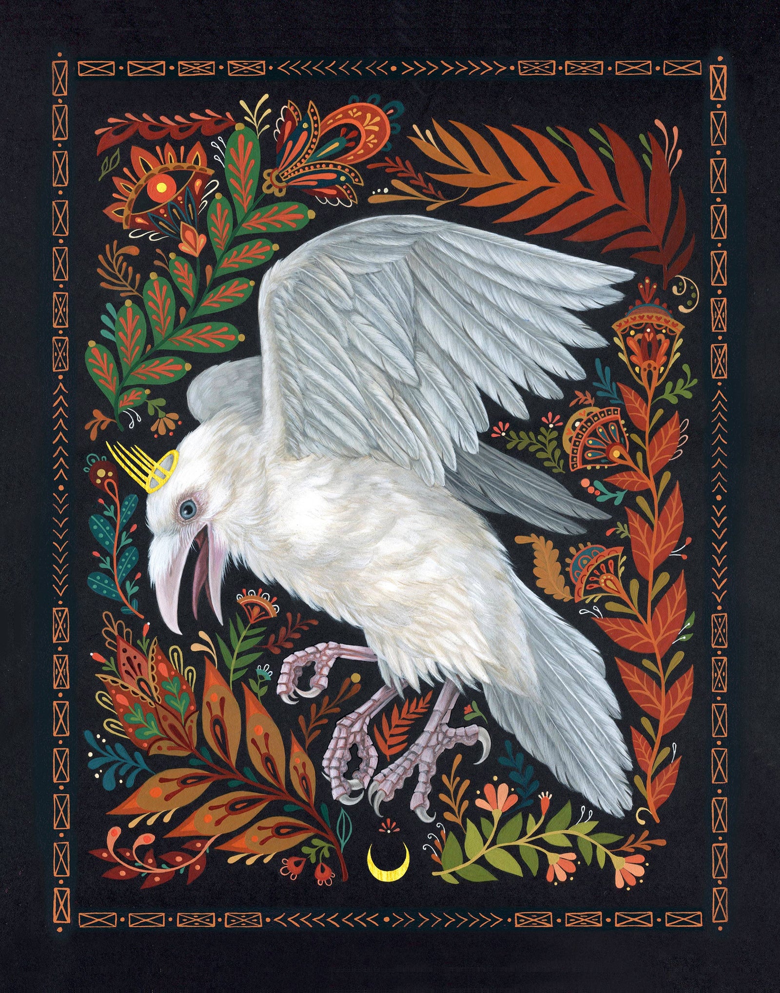 Crude Bones White Raven Print