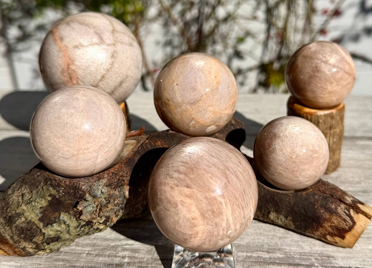 Peach Moonstone Sphere - 40-50mm Crystal Ball for Calm & Intuition