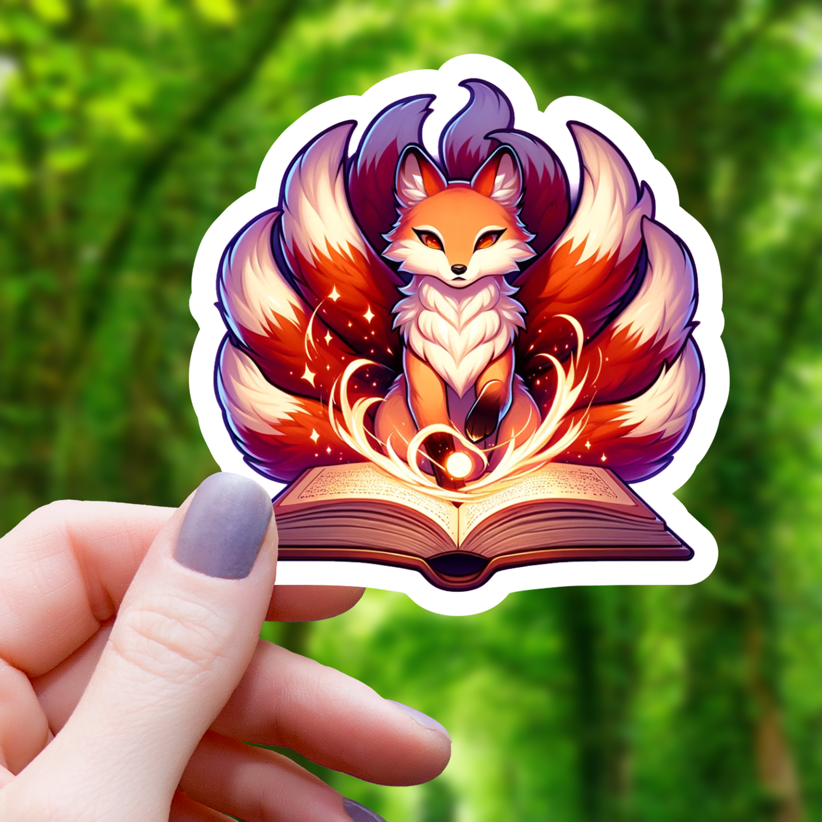Reading Magical Kitsune Sticker - 3"