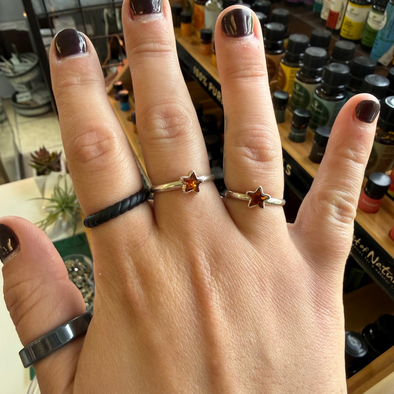 Baltic Amber Star Ring - Sterling Silver