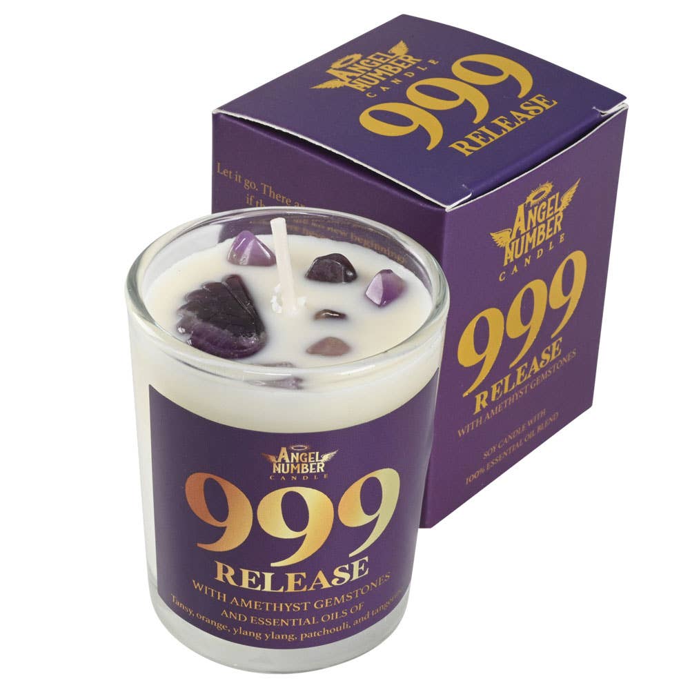 Angel Number Candle  with 100% Essential Oils and Gemstones