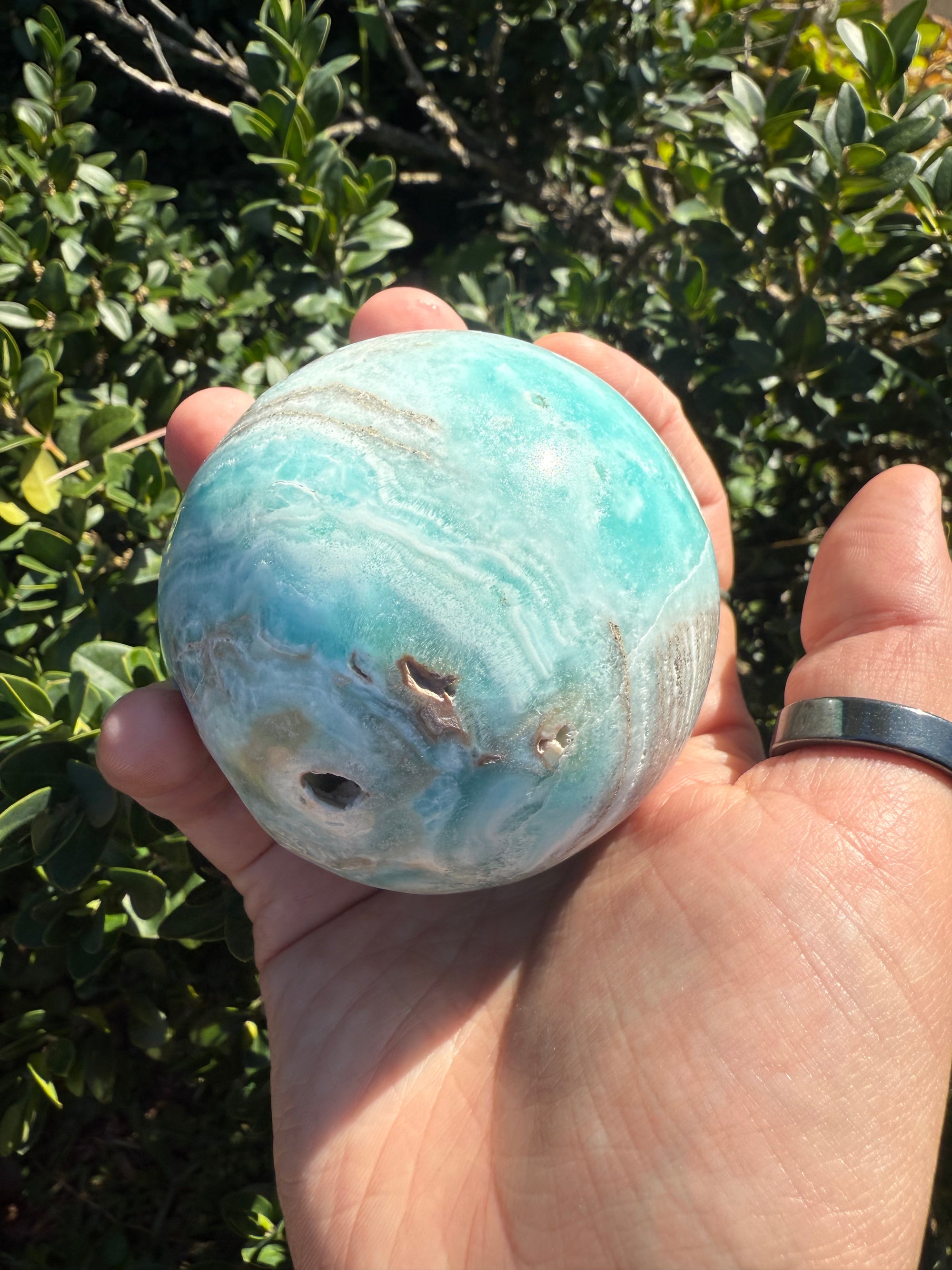 Blue Aragonite Crystal Sphere | Healing Stone for Calm, Balance & Energy